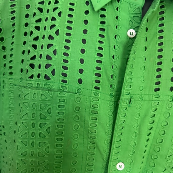 Mr Turk Perforated Short Sleeve Shirt Large Gently worn 100% cotton 23" armpits - Picture 2 of 5